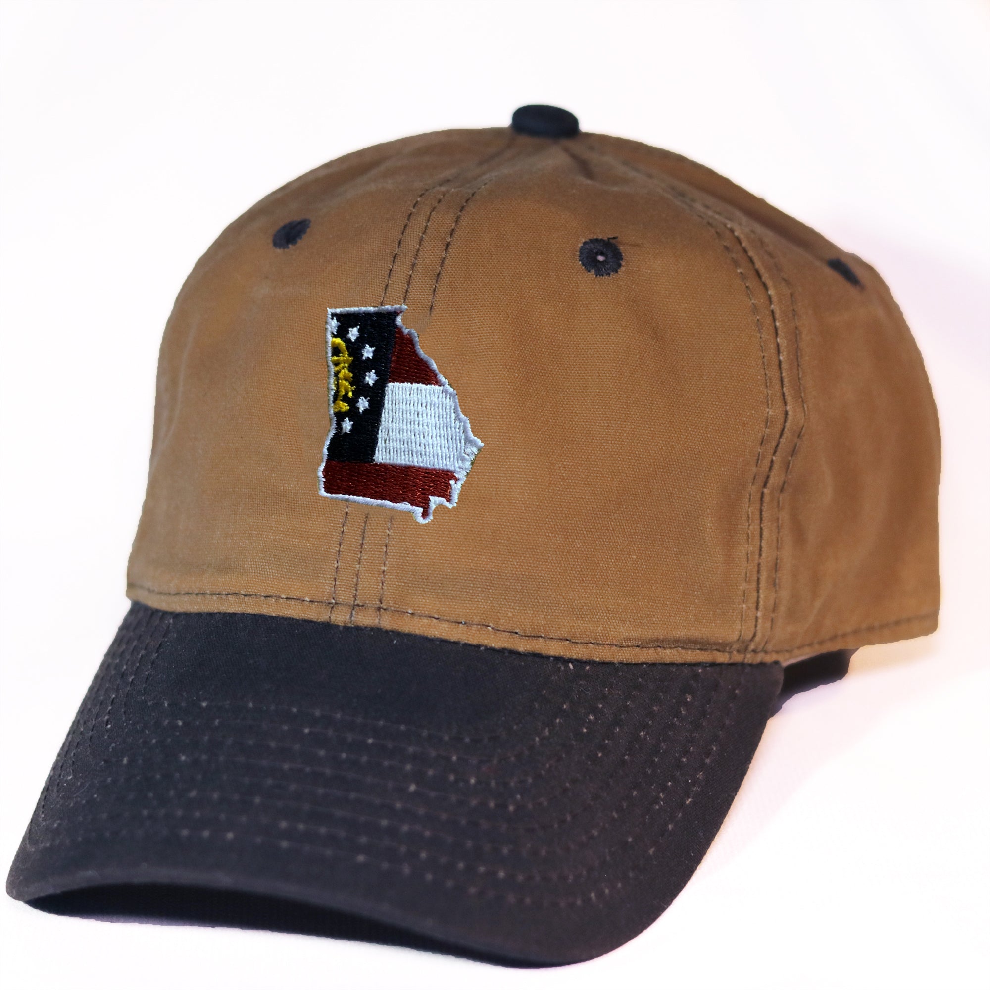 Georgia Traditional Hat Waxed Canvas Brown with Dark Brown Bill