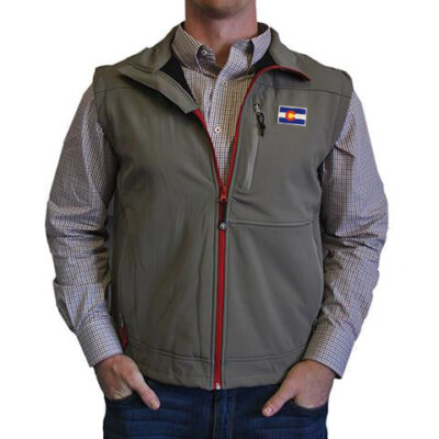 Colorado Flag Patch - Soft Shell Vest Grey with Crimson Trim
