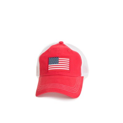 American Flag Trucker Hat Red