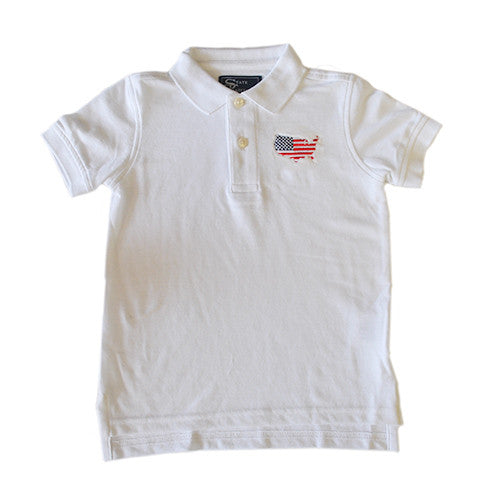 America Traditional Youth Polo White
