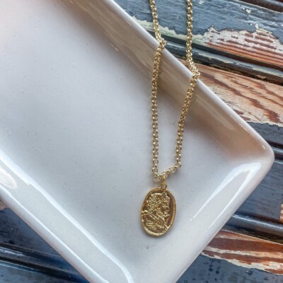 Flat Oval Coin Necklace