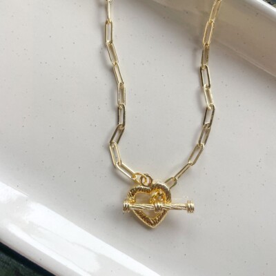 Heart Toggle Paperclip Chain