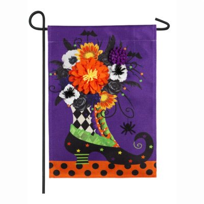 Witch Boot Garden Burlap Flag