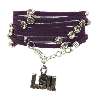 Rhinestone Suede Strap Bracelet LSU