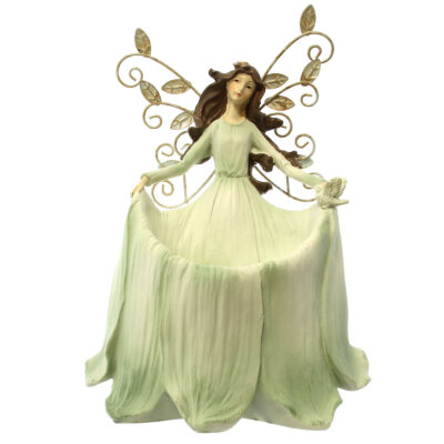 Angel with Botanical Wings Garden Statue & Bird Feeder, 10"H