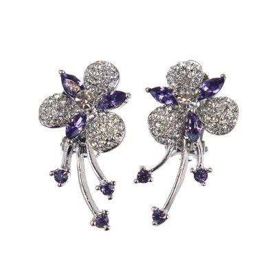 Amethyst Spray Clip Earrings