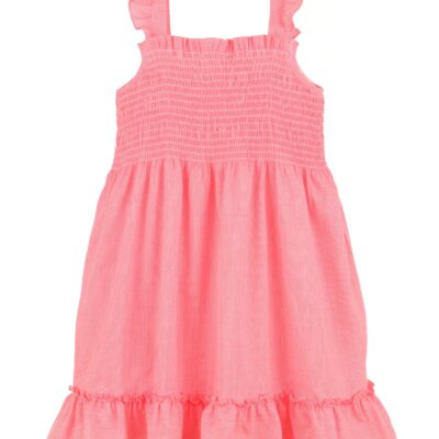 Coral Smocked Dress