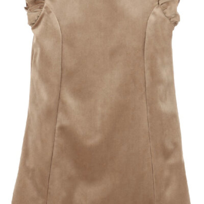 Beige Deluxe Velvet Shift Dress