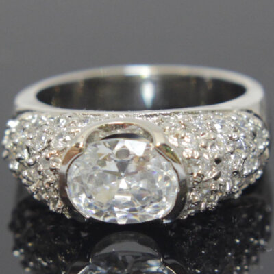 Sterling Silver Diamond Zirconia Ring Size 7