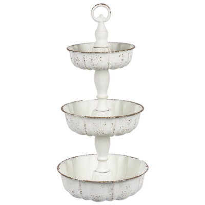 Distressed White Three Tier Bundt Pan Displayer
