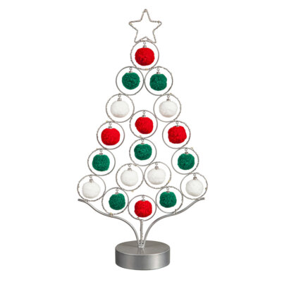 Metal Tree with Pom Pom Ornaments Table Décor