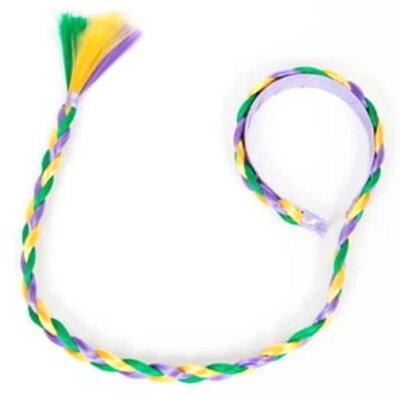 Braided Mardi Gras Headband w/26" Braid