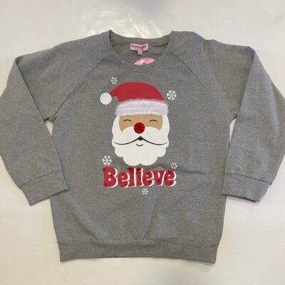 Misty Grey Believe in Santa Sweatshirt
