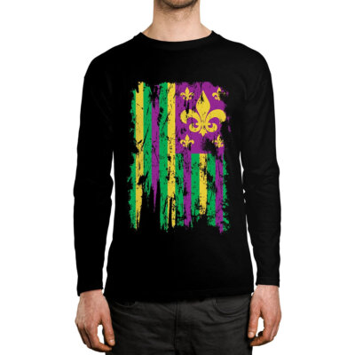 Mardi Gras Fleur De Lis Men's Long Sleeve Shirt