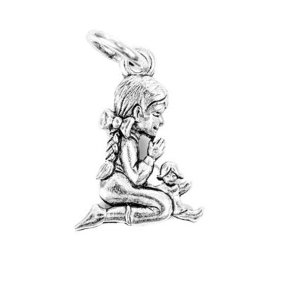 Praying Girl Silver Character Charm