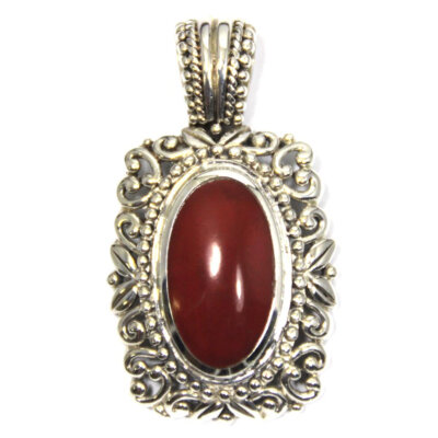 Red Agate Cabochon Filigree Pendant