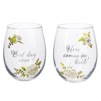 Bride Stemless Wine Glasses