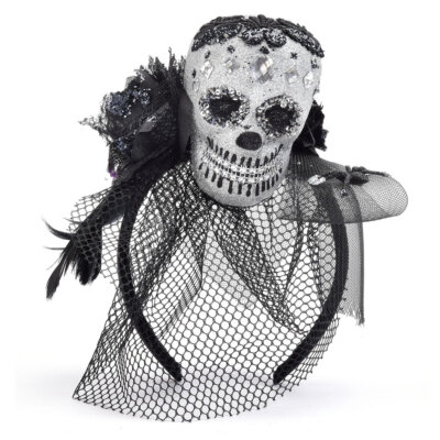 Black Halloween Skull Headband
