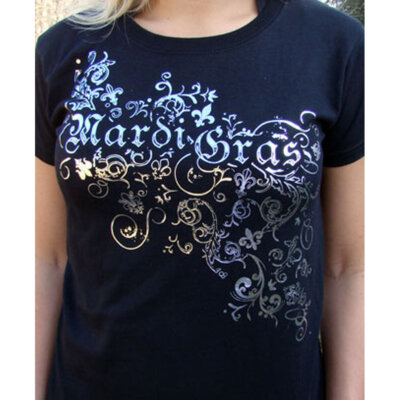 Mardi Gras Scroll Embellished Shirt (silver)