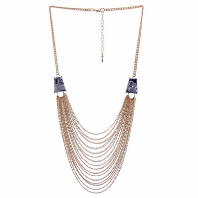 Multiple Strand Bib Necklace - Dark Blue