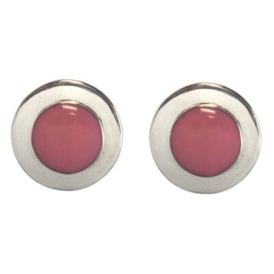 Sterling Silver Round Pink Coral