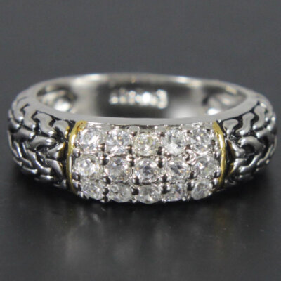 Sterling Silver Diamond Zirconia Ring Size 7
