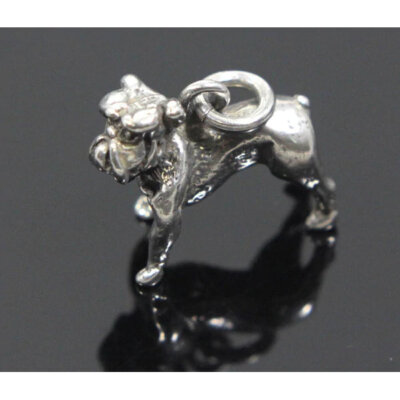 Bull Dog Charm, Sterling Silver