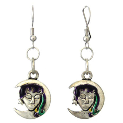 Mardi Gras Moon Earrings