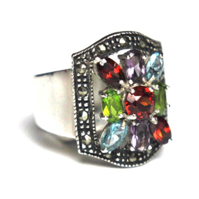 Sterling Silver Multi Zirconia Ring Size 7