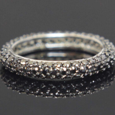 Sterling Silver Eternity Ring Onyx Zirconia Size 7