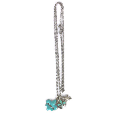 Fleur De Lis Charm Necklace Blue
