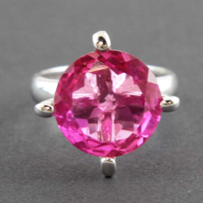 Sterling Silver Rose Zirconia Ring Size 8