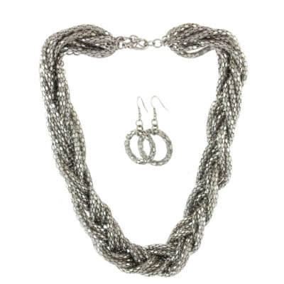 Necklace Multi Strand Silver Chain Set