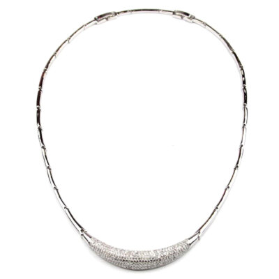 Rhodium Collar Necklace with Zirconia