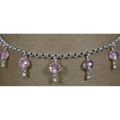 Sterling Silver Rose Anklet 10"
