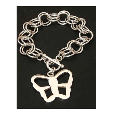 Butterfly Pendant Sterling Silver Bracelet