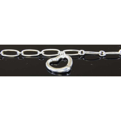 Sterling Silver Dangle Heart Charm Anklet 10"