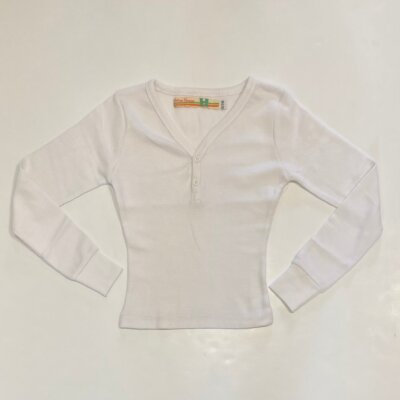 Ivory Waffle Button Top