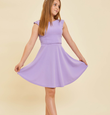 Lilac V Back Cap Sleeve Dress