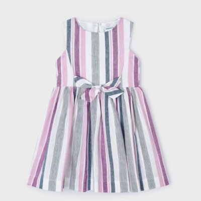 Mauve striped linen dress