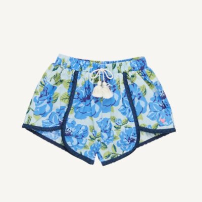 Girls Millie Short - Blue Peonies