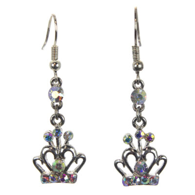 Crown Earrings with Aurora Borealis Crystals
