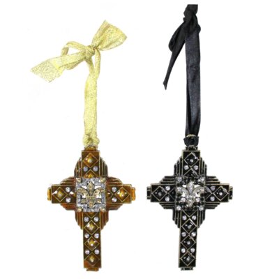 Cloisonne Fleur De Lis Art Deco Cross