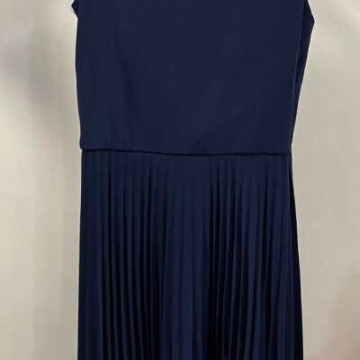 Navy Hi Low Pleated Tank Dress