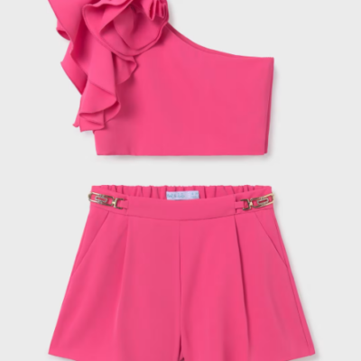Hot Pink Set Crepe Shorts & Top