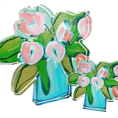 Coral Tulips Acrylic Bloom Block