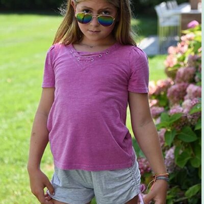 Fuchsia Criss Cross Vneck Top