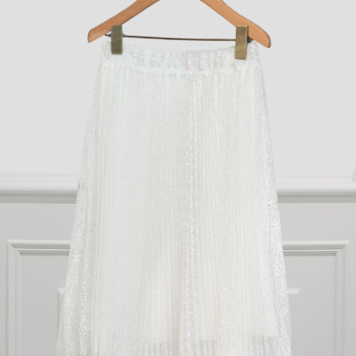 White Lace Pleated Skirt