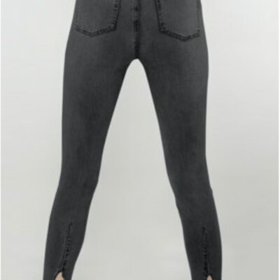 Black High Rise Slit Skinny