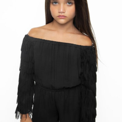 Black Fringe Romper